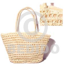 abaca eyelet natural  lining and zipper    l=15 in. w= 10 in. base = 3 in. - Native Bags