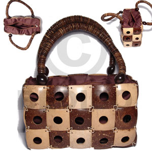 Natural brown natural white combination square Native Bags