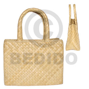 pandan  tote  bag 13inx5inx10in  handle 6in - Native Bags