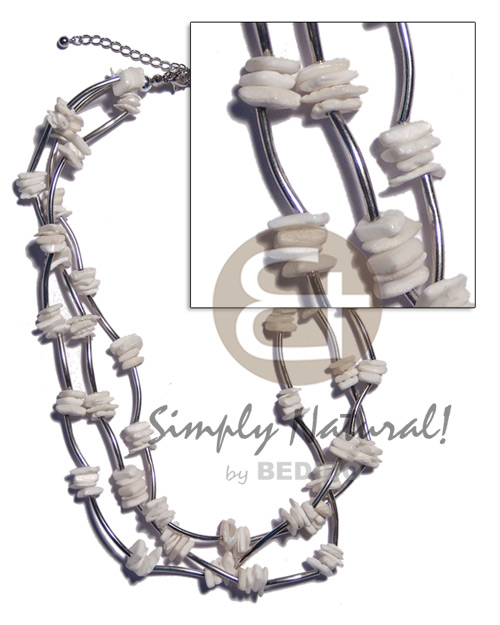 hand made 3 rows metal bars Natural Earth Color Necklace