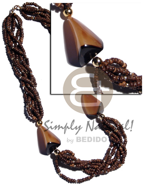 hand made 6 rows loosely braided 4-5mm Natural Earth Color Necklace