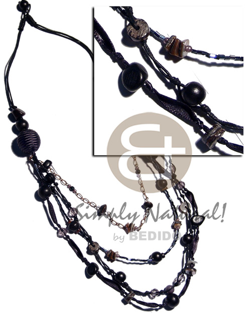 hand made Black 2 layers wax Natural Earth Color Necklace