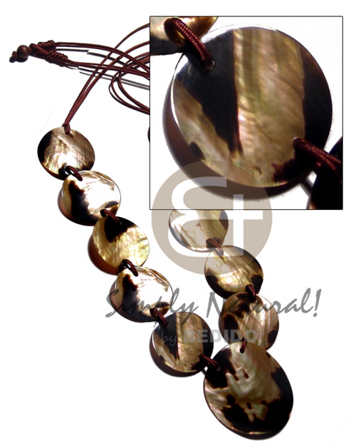 hand made 10 pcs. 35mm round brownlip Natural Earth Color Necklace