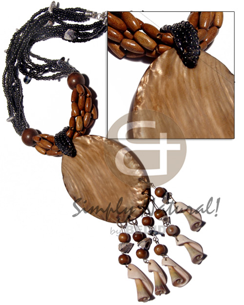 hand made 5 layers black glass beads Natural Earth Color Necklace