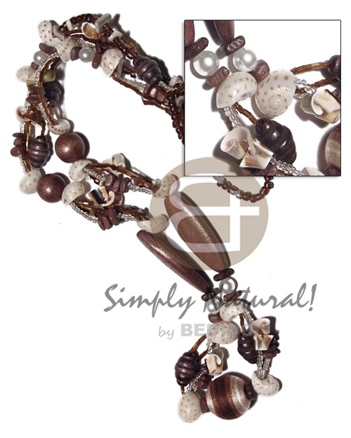 hand made 3 layers glass beads Natural Earth Color Necklace