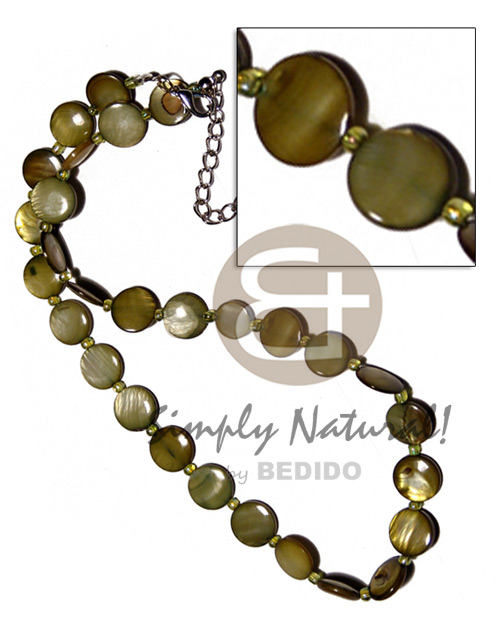 Laminated 10mm round kabibe shells Natural Earth Color Necklace