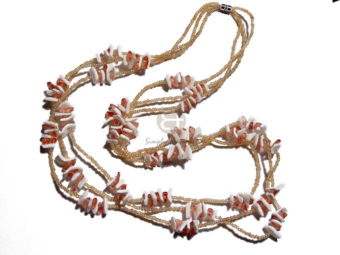 hand made 2 rows 2-3mm coco pokalet Natural Earth Color Necklace