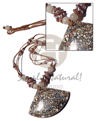 hand made 3 rows wax cord Natural Earth Color Necklace