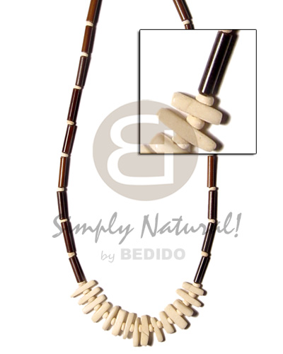 hand made Eureka bamboo tube coco Natural Earth Color Necklace