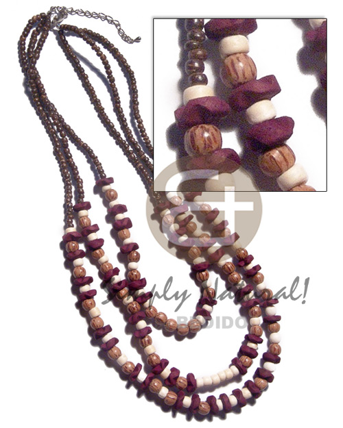 hand made 3 graduated rows of 2-3mm Natural Earth Color Necklace