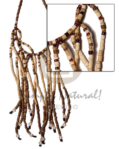 hand made Cascading 2-3mm coco heishe cleopatra Natural Earth Color Necklace