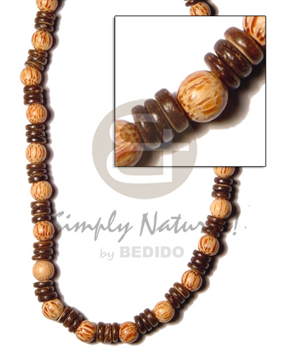 Elastic 7-8mm coco pokalet Natural Earth Color Necklace