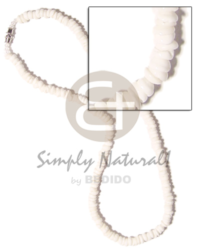 grinded white puka shell class a 4-5 - Natural Earth Color Necklace