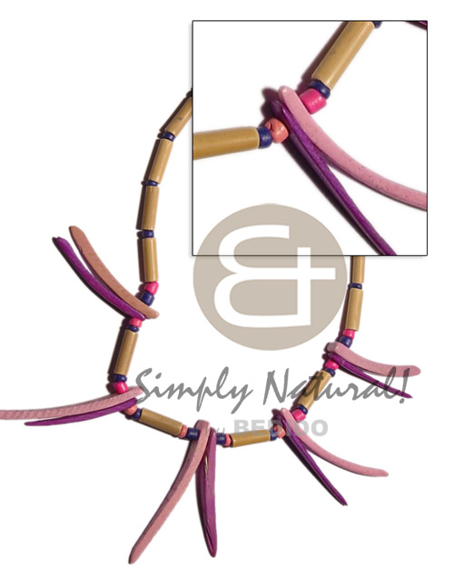hand made Bamboo 2 toned lavender Natural Earth Color Necklace