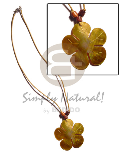 hand made 40mm brownlip flower in wax Necklace with Pendant