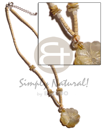 2-3mm coco heishe natural Necklace with Pendant