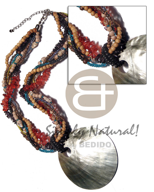 hand made 6 layers intertwined cut and Necklace with Pendant