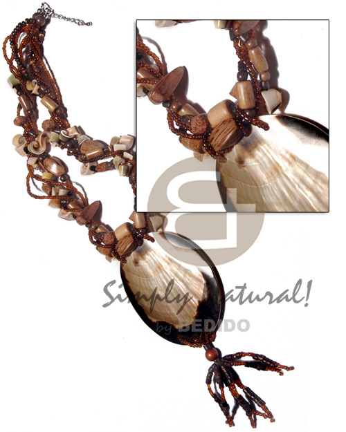 5 layers twisted glass beads Necklace with Pendant