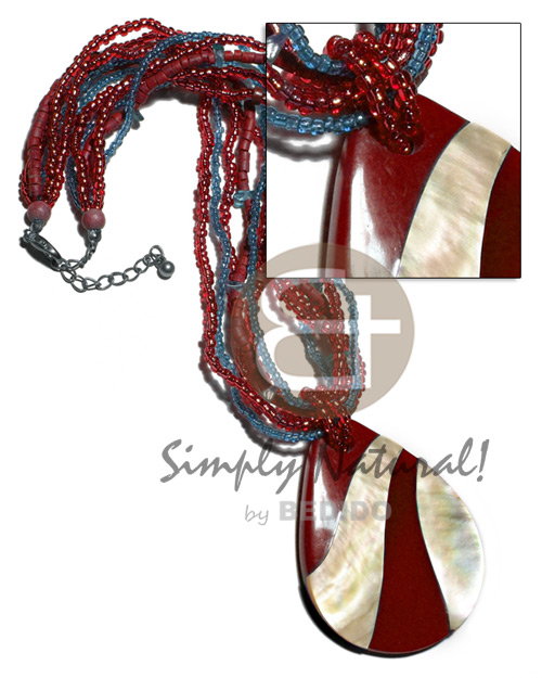 hand made 6 rows 2-3mm heishe glass Necklace with Pendant