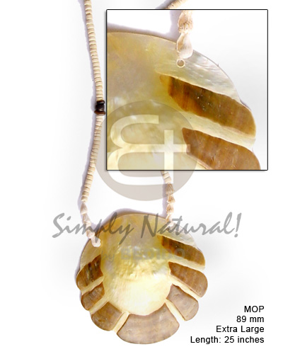 80 mm MOP scallop  brown skin /nassa shell  and coco Pokalet bleach - Necklace with Pendant