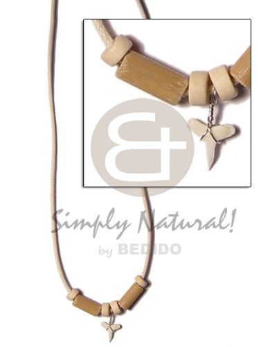 White wax cord bamboo Necklace with Pendant
