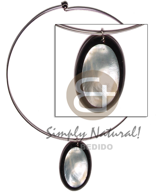 Metal hoop ring 45mm Necklace with Pendant