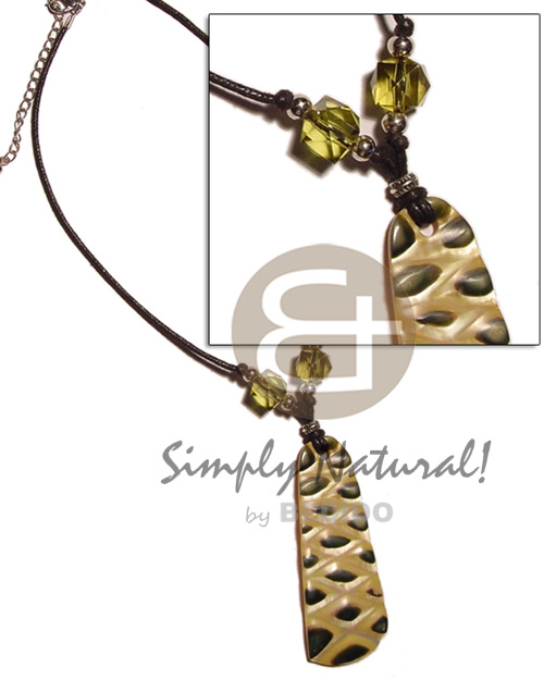 Mop checkered pendant skin Necklace with Pendant