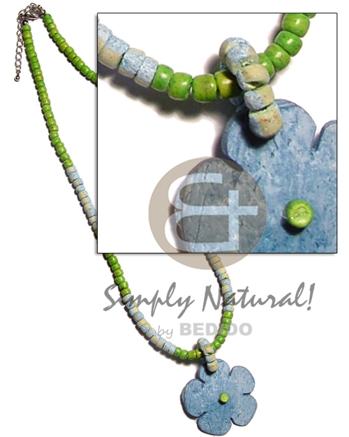 Aqua blue 4-5mm coco Necklace with Pendant