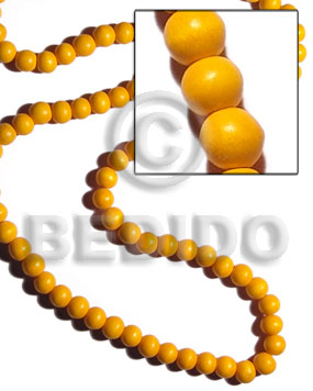 10mm natural white  round wood beads dyed in yellow - Painted Wood Beads