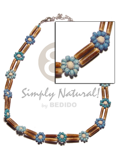 2 rows sig-id  2-3 coco Pokalet. blue tones  ext. chain - Pastel Color Necklace