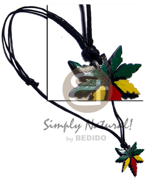 35mm coco rasta mj pendant in adjustable wax cord - Rasta Necklace