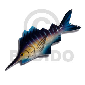 fish handpainted wood refrigerator magnet 95mmx40mm / can be personalized  text - Refrigerator Magnets