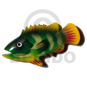 fish handpainted wood refrigerator magnet 80mmx40mm / can be personalized  text - Refrigerator Magnets