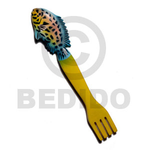 Fish On Fork Handpainted Wood