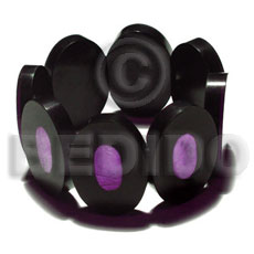 35mmx25mm oval black resin ( 6mm thickness )  laminated lavender capiz shell elastic bangle - Resin Bangles