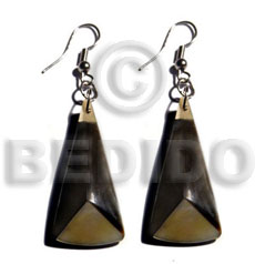 dangling 38mmx15mm laminated multi-sided blacklip/MOP combination  black 6mm resin backing - Resin Earrings