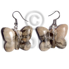 Dangling 25mmx30mm stone butterfly Resin Earrings