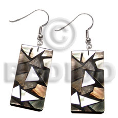 Dangling flat 30mmx15mm rectangular black Resin Earrings