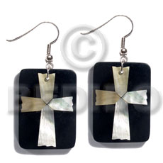 hand made Dangling 40mmx27mm rectangular black resin Resin Earrings