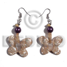 Dangling 25mm butterfly in crushed Resin Earrings