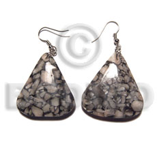 hand made Dangling triangular shape corals 40mmx35mm Resin Earrings
