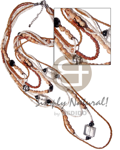 hand made 7 graduated layers glass beads Resin Necklace Stone Necklace