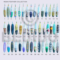 Painted resin feather pendant Resin Pendants