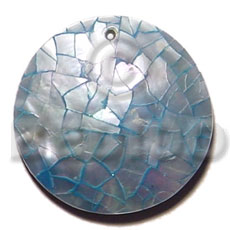 40mm round blue hammershell cracking Resin Pendants