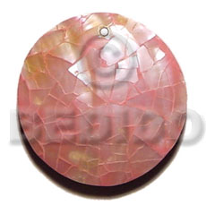 40mm round pink hammershell cracking  resin backing - Resin Pendants