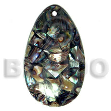 hand made 60mmx40mm teardrop laminated paua chips Resin Pendants