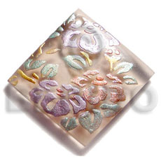 40mm square transparent crme resin Resin Pendants