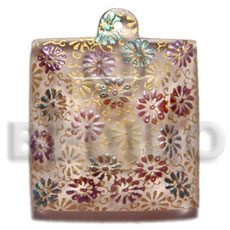 45mm square clear white resin Resin Pendants