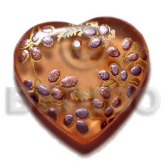 hand made Heart 35mm transparent brown resin Resin Pendants