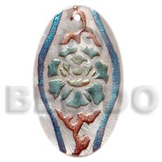 Oval 40mmx35mm hammershell handpainted Resin Pendants